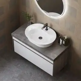 Тумба под раковину Kerama Marazzi MODULA 100 см, MO.100.1+1\AR подвесная, Арабика / Белый глянцевый