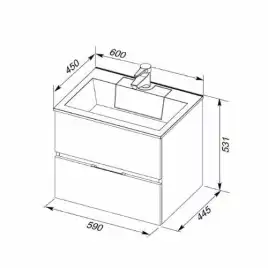 Раковина Aquanet Фортуна 60 181907 прямоугольная, Белая глянцевая