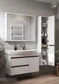 Тумба под раковину Aquaton Нортон 100 1A249001NT010 подвесная цвет, белый глянец / дуб эндгрейн