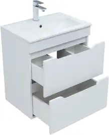 Тумба под раковину Aquanet Практика 60 белый матовый (2 ящика), 330457