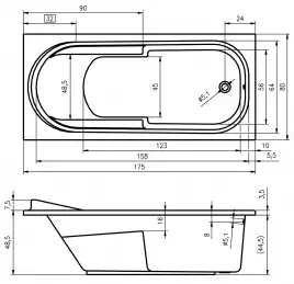 Акриловая ванна Riho COLUMBIA 175х80 прямоугольная B003001005