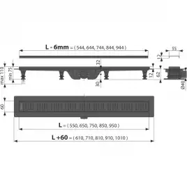Душевой лоток AlcaPlast APZ10BLACK-650M с черной матовой решеткой