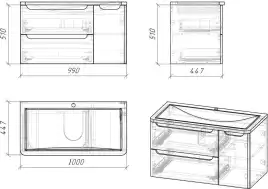 Тумба под раковину Grossman Адель 100 подвесная, белая глянцевая (1010001)