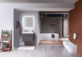 Зеркало Aquanet Nova Lite 90х80 242263 с подстветкой, сенсорный выключатель, Дерево темное