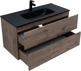 Тумба под раковину Aquanet Алвита New 100 2 ящика, дуб веллингтон табак 334188