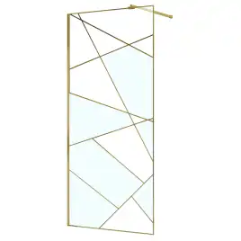 Душевая перегородка Azario Walk-in 90 AZ-271-90-BGL-CGP прозрачное стекло 8 мм с графическим принтом, профиль Золото матовое