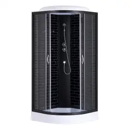 Душевая кабина Loranto 90х90 низкий поддон, прозрачное стекло, профиль Черный, CS-6690-13GB 90