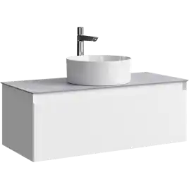 Тумба с раковиной подвесная Aqwella Geometria 100 GE01101WM+STG1014X456GS, со столешницей серый камень, цвет белый