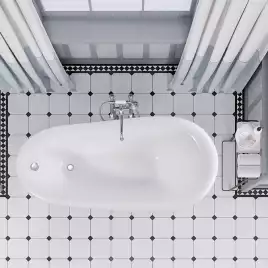 Ванна из литьевого мрамора  Aqua de Marco EDELWEISS 170х78 с чёрными ножками Белая 1170WBlEDE