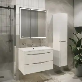 Тумба под раковину Grossman Виста 90 подвесная, белая глянцевая (109061)