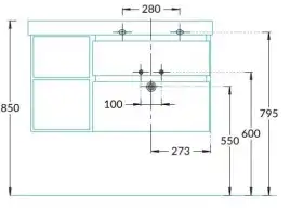 Тумба под раковину Kerama Marazzi CUBO 90 см, CUB.90.2Rh\MAL.N подвесная, Мальва