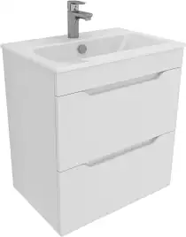 Тумба под раковину Aquanet Практика 60 белый матовый (2 ящика), 330457