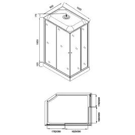 Душевая кабина Loranto 100х80 CS-5180-13L G, низкий поддон, цвет профиля сатин
