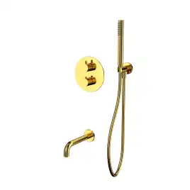 Душевая система для ванны WHITECROSS Y gold YSET10GL, термостатическая, скрытого монтажа, Золото глянцевое