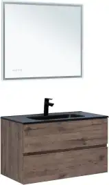 Тумба под раковину Aquanet Алвита New 90 2 ящика, дуб веллингтон табак 334187