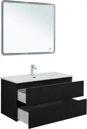 Тумба под раковину Aquanet Вега 2.0 100 черный, подвесная, 337951