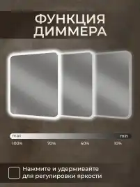 Зеркало с подсветкой AVS Байкал 100x80 см, антипар и часы