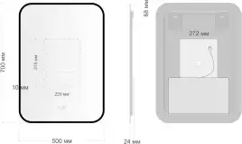 Зеркало Aquanet Контур 500х700 LED TX с подогревом, черный, 367660