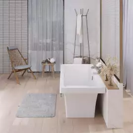 Ванна из литьевого мрамора  Aqua de Marco CRETE 179х79 с хромированным полотенцедержателем Белая 1180WCKRI