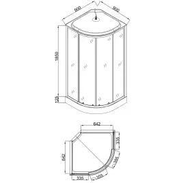 Душевая кабина Loranto 90х90 низкий поддон, прозрачное стекло, профиль Черный, CS-6690-13GB 90