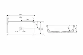 Раковина накладная ABBER RECHTECK 60,5х35х13,5 AC2204MW, прямоугольная, белая матовая