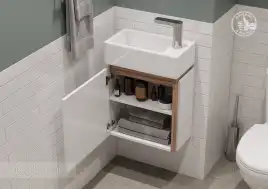 Тумба под раковину Aquaton Эклипс 46 M 1A172801EK49L подвесная левая, цвет эбони светлый