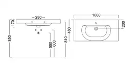 Раковина KERAMA MARAZZI BUONGIORNO подвесная\мебельная, 100 см, белая глянцевая, BG.wb.100