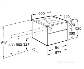 Тумбы под раковину Roca Ronda 60 ZRU9303002 подвесная, цвет, Белый матовый / Бетон