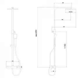 Душевая стойка ABBER Daheim AF8260L с термостатом без излива, хром