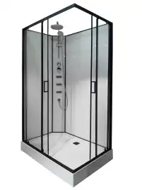 Душевая кабина Loranto 120х80 низкий поддон, прозрачное стекло, профиль Черный, CS-21813