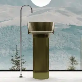 Раковина напольная ABBER KRISTALL 45х45х90 AT2702Vesuvian-H, круглая, оливковая