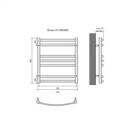 Полотенцесушитель водяной Aquatek Лугано 50х60 AQ DOC0760CH П7 нижнее подключение 1/2