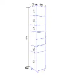 Шкаф-пенал Azario Эстима 40 CS00094559 правый напольный, Белый глянцевый