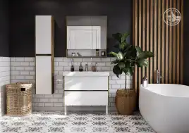 Тумба под раковину Aquaton Сканди 90 1A251901SDZ90 подвесная цвет, белый / дуб рустикальный