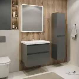 Тумба под раковину Grossman Меркадо 80 подвесная, графит матовый (108081)