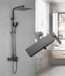 Душевая система Gappo G2417-9  с поворотным изливом, Оружейная сталь