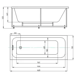 Акриловая ванна AZARIO BELLA 140х70 AV.0020140, прямоугольная