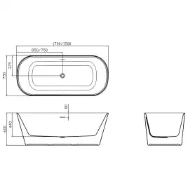 Акриловая ванна Azario Crisp 150х75 AZ-8692-1.5, Отдельностоящая