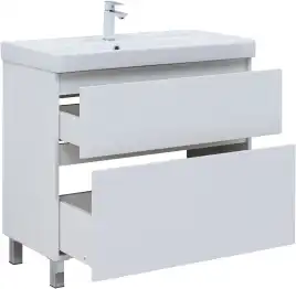 Тумба под раковину Aquanet Вега 90 напольная, белый глянец, 344124