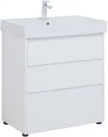 Тумба под раковину Aquanet Nova Lite 75 белый глянец (3 ящика) 302472