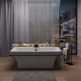 Ванна из литьевого мрамора  Aqua de Marco CRETE 179х79 с бронзовым полотенцедержателем Белая 1180WBKRI