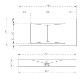 Раковина подвесная ABBER STEIN 100х48х12 AS2641, прямоугольная, белая матовая