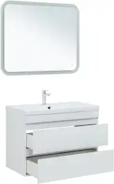 Тумба под раковину Aquanet Нота New 90 2 ящика, белый глянец 335419