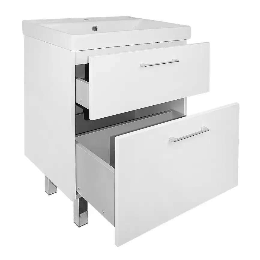Тумба с раковиной Azario Ника 60 CS00091368, напольная, Белая глянцевая фото 3