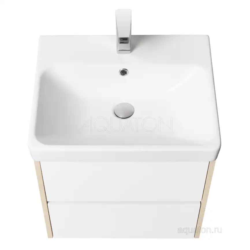 Тумба под раковину Aquaton Сканди 55 1A251701SDB20 подвесная цвет, белый / дуб верона фото 4