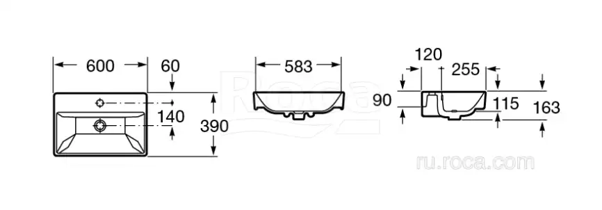 Раковина Roca Oleta накладная 1 отверстие, 600х390 3274C400Y фото 4