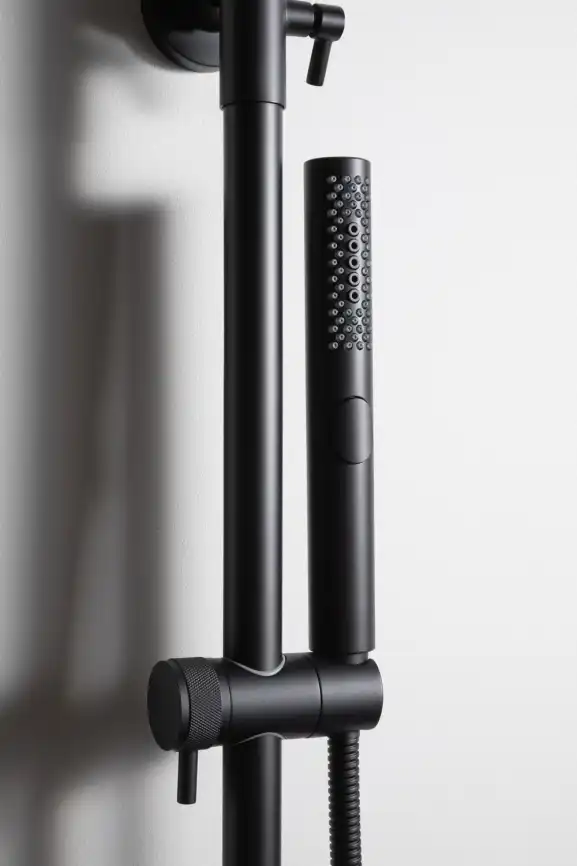 Душевая система Allen Brau Priority 5.31A10-31 для ванны с изливом, верхний и ручной душ, Черный матовый фото 6
