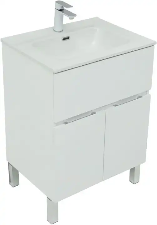 Тумба под раковину Aquanet Алвита New 60 1 ящик, 2 дверцы, белый матовый 277546 фото 1