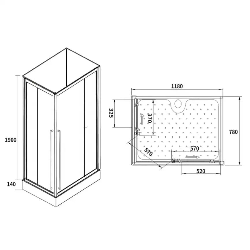 Душевая кабина Loranto 120х80, низкий поддон, Прозрачное стекло, CS-3008TM/W-120R фото 3
