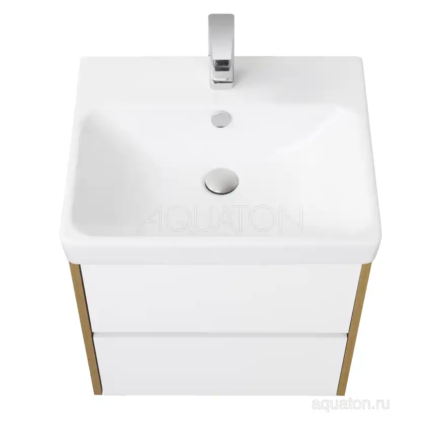 Тумба под раковину Aquaton Сканди 55 1A251701SDZ90 подвесная цвет, белый / дуб рустикальный фото 4